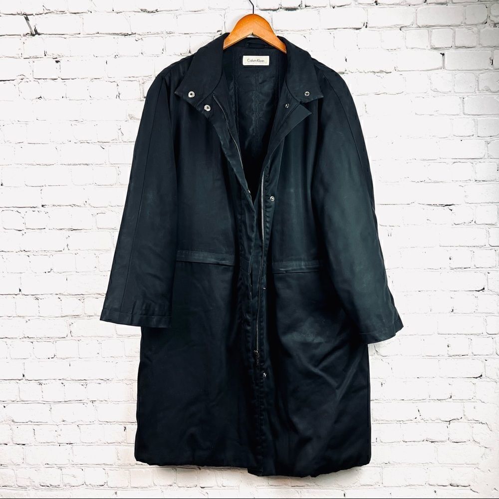 Vintage 90s Calvin Klein Quilted Rain Slicker Jacket Insulated Small